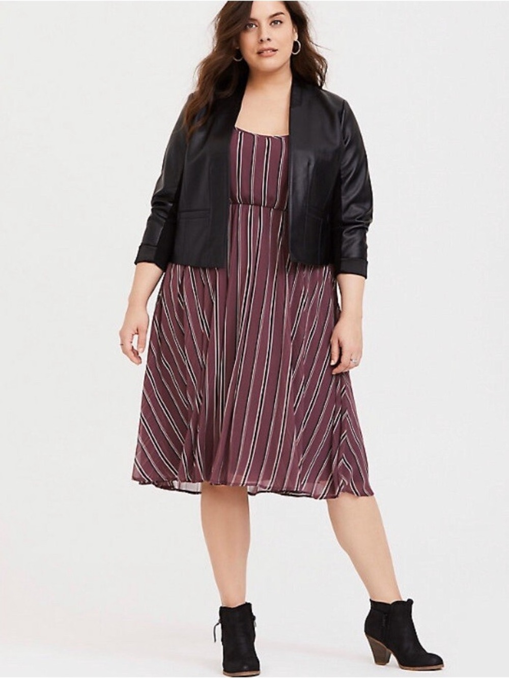 Striped Mauve Midi Dress